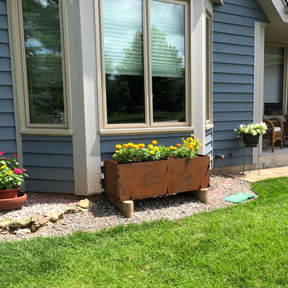 TITAN GREAT OUTDOORS Corten Steel Planter Box 16"(H) x 47"(L) Patina Rustic
