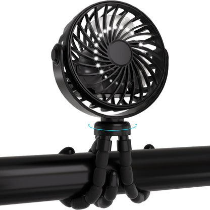 JYJZPB Mini Portable Stroller Fan Clip On for Baby with Flexible Tripod,3 Speed 360° Rotate Rechargeable Handheld Baby Stroller Fan,Cooling Baby Fan for Stroller & Car Seat,Crib,Bike,Treadmill,Travel