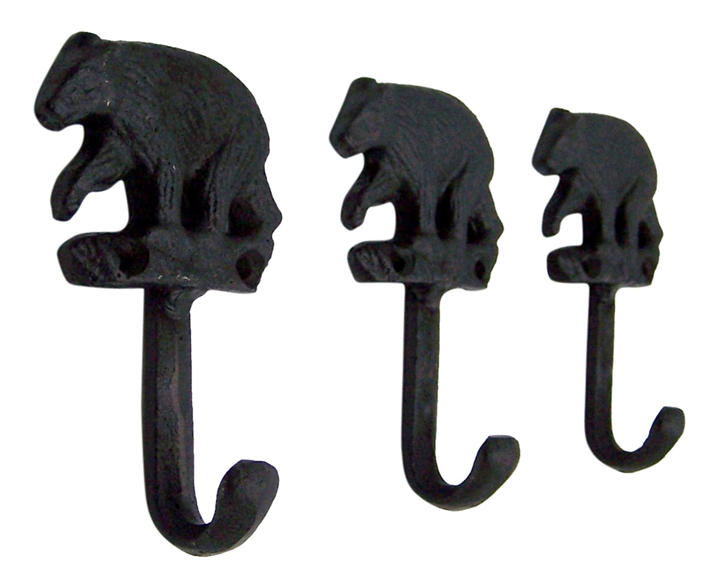 Wowser Rustic Black Bear Cast Iron Wall Hooks, Set of 3, 5 Inches
