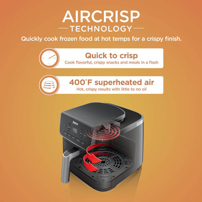 Ninja | Air Fryer | 4 QT Capacity | 4-in1 Roast, Crisp, Roast, Reheats, & Dehydrates | Dishwasher Safe Parts | Includes 20 Easy & Healthy Recipes | Compact | Grey | AF101