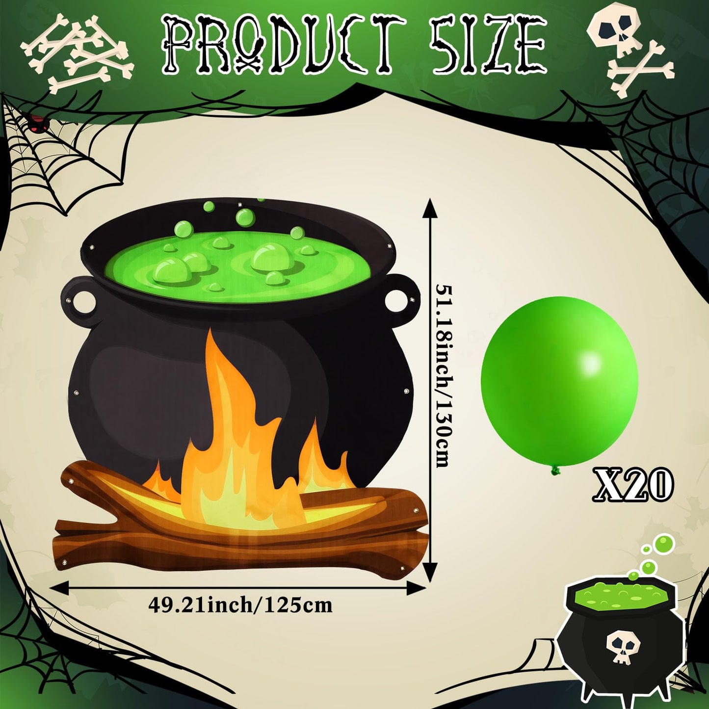 Panelee Halloween Large Witches Pot Trunk or Treat Car Decorations Kit Witch Cauldron Banner Decor Balloons Halloween Garage Door Witch Wizard Party Decorations for Home Yard Party Supplies