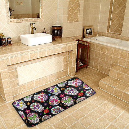 Anti Fatigue Kitchen Floor Mat, 39 x 20 in Sugar Skull Non Slip Absorbent Comfort Modern Standing Mat Soft Kitchen Runner Rug for Hallway Entryway Bathroom Living Room Bedroom Halloween Ghost…