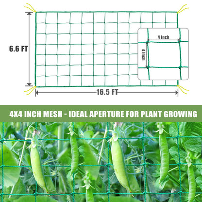 Trellis Netting, Heavy Duty Garden Netting for Trellis for Climbing Plants Outdoor, 16.5x6.6Ft Plant Netting for Cucumber, Tomato, 27 Strands & 4x4 IN Mesh, Grow Net for Vine, Fruits, Vegetables, Bean