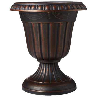 Arcadia Garden Products PL20CP Classic Traditional Plastic Urn Planter Indoor/Outdoor 10" x 12", Brushed Copper