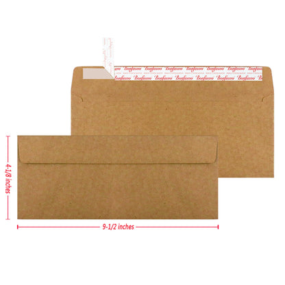 Bonfasvo 120 Pack #10 Brown Kraft Security Envelopes 4-1/8 x 9-1/2 inches Self Seal