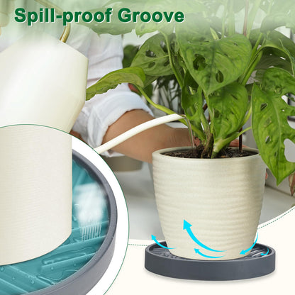 M METERXITY 2PCS Round Planter Caddies, 12 Inches Plastic Plant Roller with Wheel, Plant Saucers for Indoors, Plant Stand for Flower Pots [Gray]