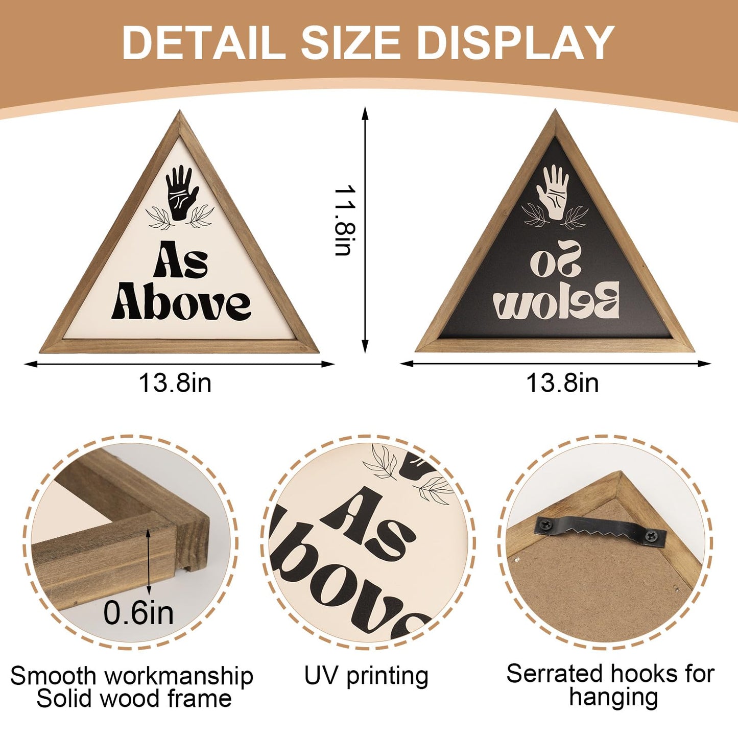 flangairy As Above So Below Wall Decor, Wooden Mystical Witchy Wall Art, Witch Bathroom Bedroom Room Home Decorations