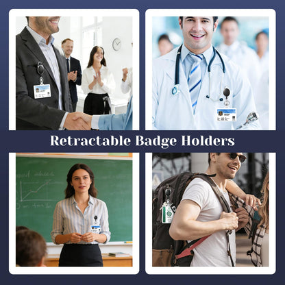 24 Pack Retractable Badge Holders,Retractable Badge Reels with Carabiner Reel Clip and Key Ring for Office Work,Hospitals and Outdoor