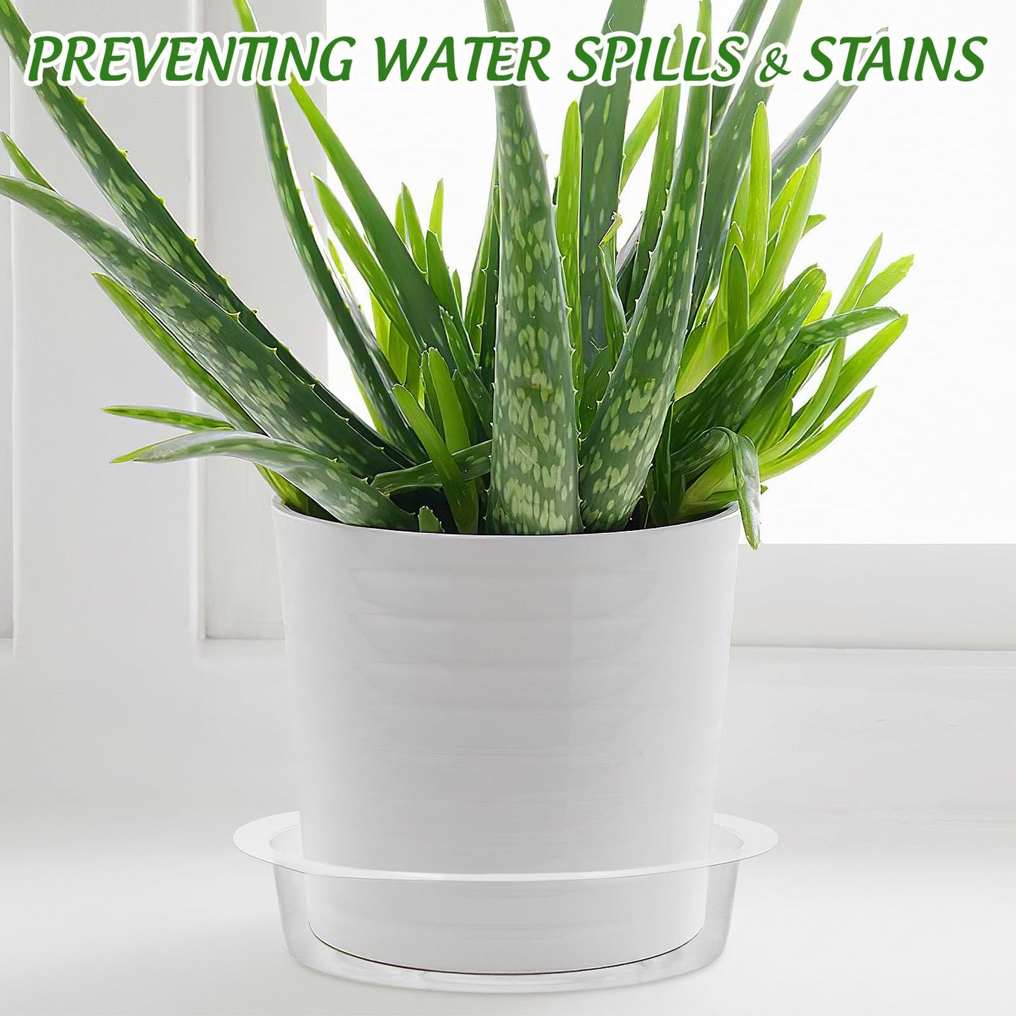 Tofficu 50 Pack 6 Inch Clear Plant Saucers, Plastic Drip Trays for Potted Plants, Flower Pot Tray Water Catcher, Indoor Outdoor Planter Drainage Plate to Protect Floors and Furniture