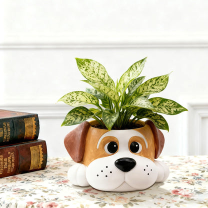 Toparad Dog Resin Planter Pot - Funny Animal Plant Pots for Home Office Decor, Cute Flower Pot with Drainage Hole for Indoor Outdoor Plants, Unique Succulent Pots Gift IdeaI for Plant Lovers