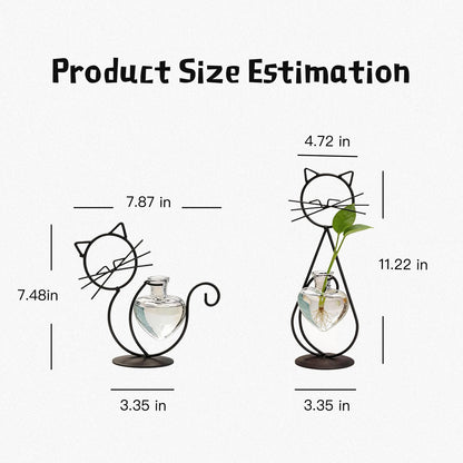 Cat Vase, Plant Propagation Station, Nordic Iron Art Hydroponic Vase, Minimalist Line Cat Desktop Decor for Indoor Home Office