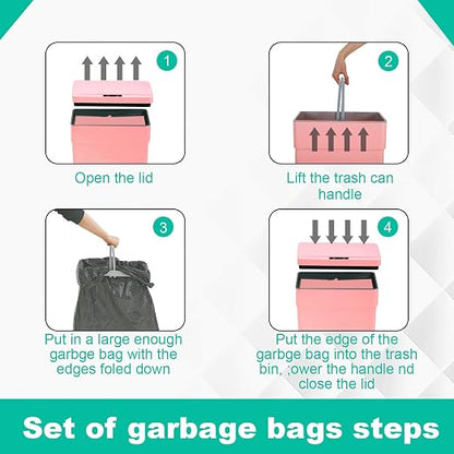 BestOffice 13 Gallon Trash Can Automatic Kitchen Trash Can Touch Free High-Capacity Garbage Can with Lid for Bedroom Bathroom Home Office 50 Liter (Black, 1) (3, Pink)