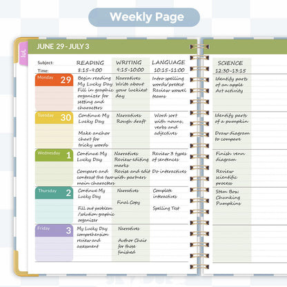 SKYDUE Teacher Planner 2026-2027 Academic Year, 8.5" x 11" Deluxe Teacher Lesson Planner with Monthly Tabs & Stickers, Lesson Plan Book 26-27, Grid
