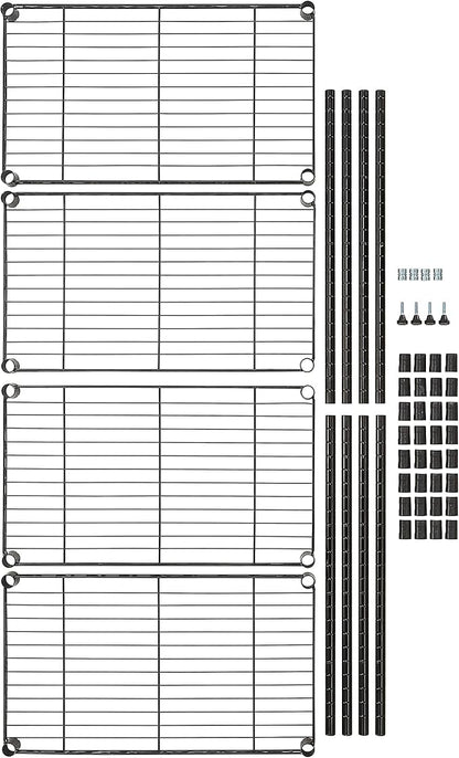 Amazon Basics 4-Shelf Steel Wire Storage Shelves for Garage, Adjustable Metal Shelving Unit, 200 lbs Per Shelf, 23.2" W x 48" H x 13.4" D, Black | Sturdy