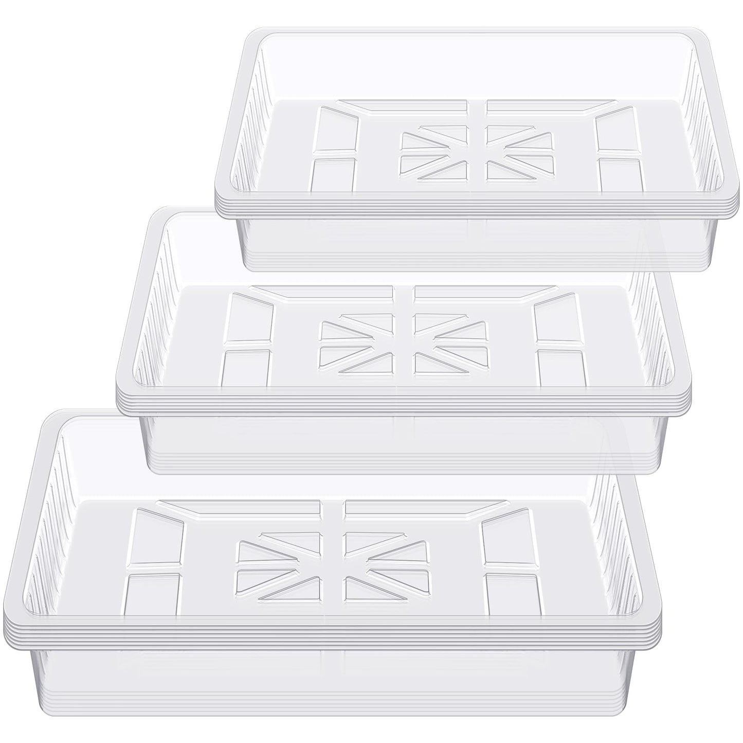 DoubleFill 21 Pieces Plastic Plant Tray Saucer Rectangular 6'' 8'' 10'' Clear Thick Sturdy Square Plant Saucer Drip Trays for Pots Window Sills and Window Shelf Indoor Outdoor Garden