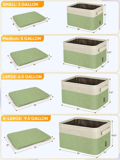BALEINE 1 Pack Fabric Closet Storage Bins for Shelves, Linen Closet Organizers and Storage, Decorative Baskets for Organizing, Shelf, Clothes, Home, Office (Green, 15''x11''x9.5'')
