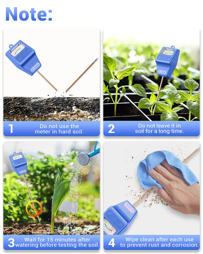 Dr.meter Soil Moisture Meter Tester for Plants, Long Probe Hygrometer Moisture Sensor for Houseplants Indoor Outdoor Garden Lawn Use - Plant Water Gauge Meter, No Battery Needed, Gardening Gifts, Blue