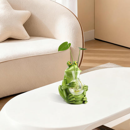 CIYSHO Frog Plant Propagation Station with Light for Plants, Unique Plant Terrarium for Hydroponics Cutting Flower, Desktop Glass Planter Vase Holder Home Garden Decor lover Gifts(No Battery Included)