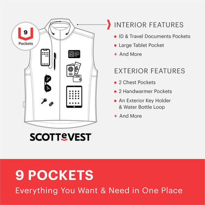 SCOTTeVEST 101 Vest for Women - 9 Hidden Pockets - Water Repellent for Travel & More (Navy, Large)