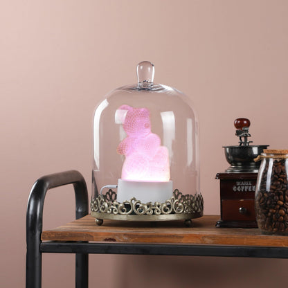 12" Tall Large Sturdy Handmade Glass Cloche Dome with Metal Base 11.4" H x 8" and 8" H x 5.5" in Set of 2 in Gold for Plant, Terrarium, Collectibles, Candle. Cloche Glass Dome, Bell Jar Display Case