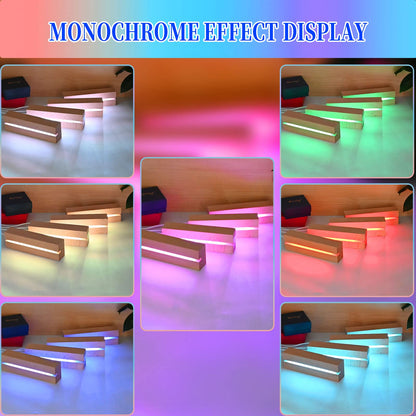 EATAKWARD 4 Pcs 5.9 Inch Wood Rectangle Light Display Pedestal, Wooden LED Display Base Dimmable Colorful Lights Lamp Stand for Acrylic, Crystal, Night Light, Glass Resin Art with USB Cable