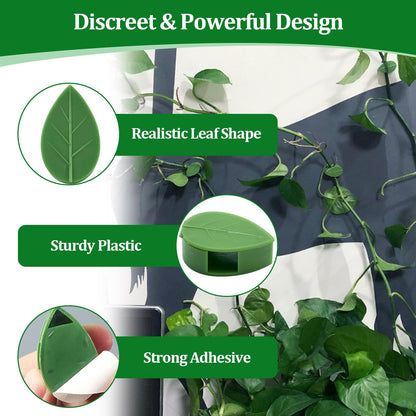 Plant Wall Clips for Climbing Vines Green Garden Stem Holder with Adhesive Climbing Wall Fixture Clips for Indoor Wall Decor, Office, Home (30 Packs)
