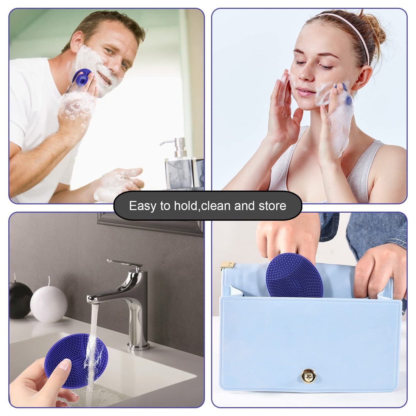 INNERNEED Super Soft Silicone Face Cleanser and Massager Brush Manual Facial Cleansing Scrubber Handheld Wash Pad for Sensitive, Delicate, Dry Skin (Pack of 4)