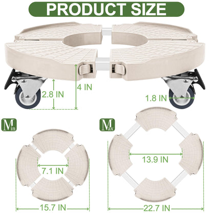 ToLanbbt Plant Caddy Stand with 360° Wheels Adjustable 15-22 Inch Rolling Stand Heavy Duty Large Plant Cart Dolly with Casters 440lbs Capacity for Large Planter, Garden Pot, Flower Pot, Beige, 1 Pack