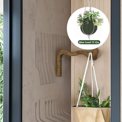 Tritaraesa Wooden Wall Planters, Hanging Plant Hooks for Indoors, Wave-Shaped Wooden Hanging Baskets for Wall Plant Hooks Heavy Duty for Flower Pots Wind Chimes and Bird Feeders (Walnut,2 Pack)
