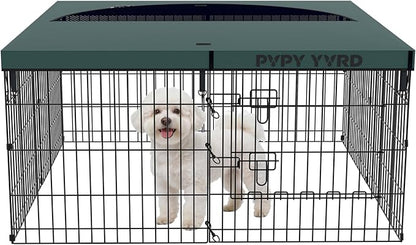Dog Playpen with Top Cover,Foldable Metal Puppy Play Pen,24x24in 8 Panels Dog Playpen with Door for Indoor Outdoor,Heavy-Duty Pet Exercise Fence for Small Medium Animals
