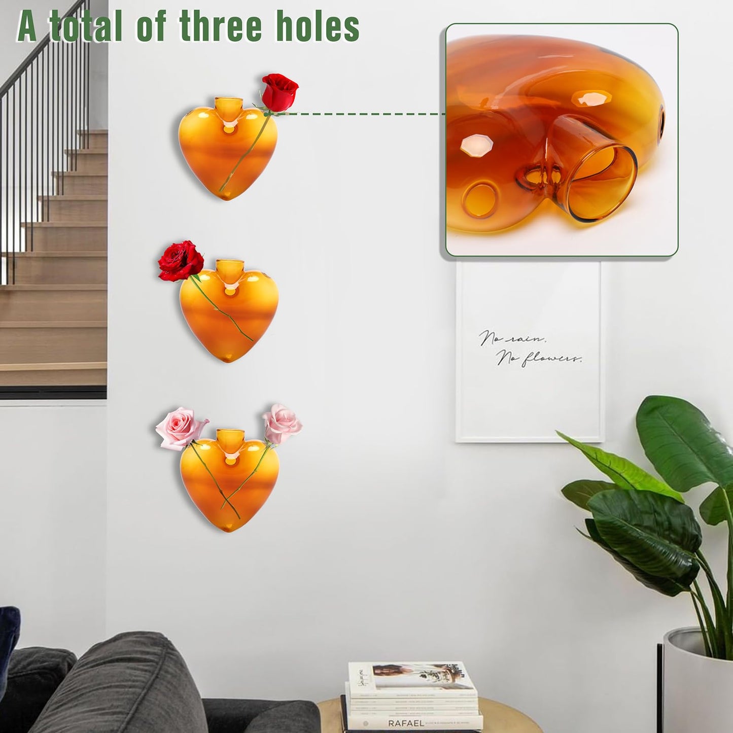 CYZglass Wall Hanging Planter Propagation Station for Indoor Plants Glass Vase Air Plant Holder Gift for Women Girlfriend Plant Lover