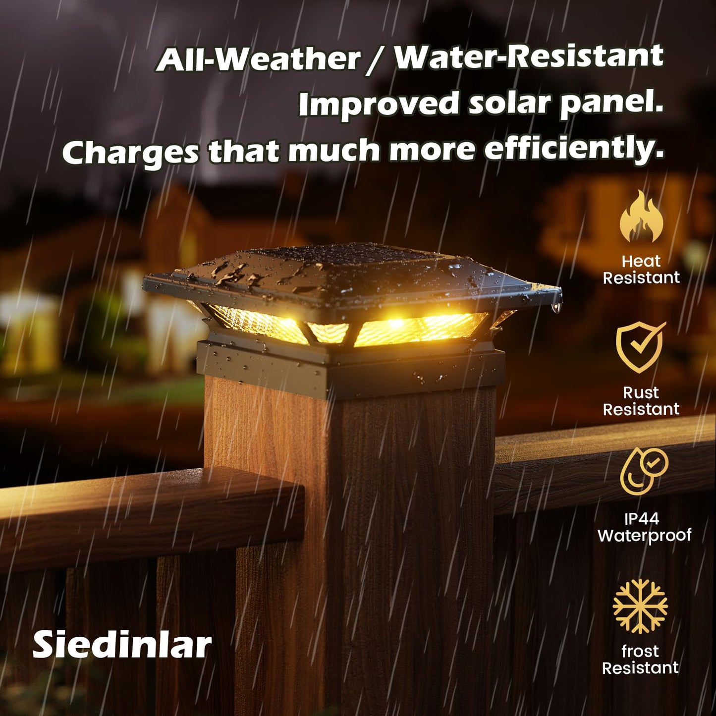 SIEDiNLAR 4x4 Solar Post Cap Lights 16 LEDs 2 Modes 3.5x3.5 4x4 Wooden Vinyl Post Light Waterproof Outdoor for Deck Fence Garden Patio Decor, Warm/Cool White (12 Pack, Black)