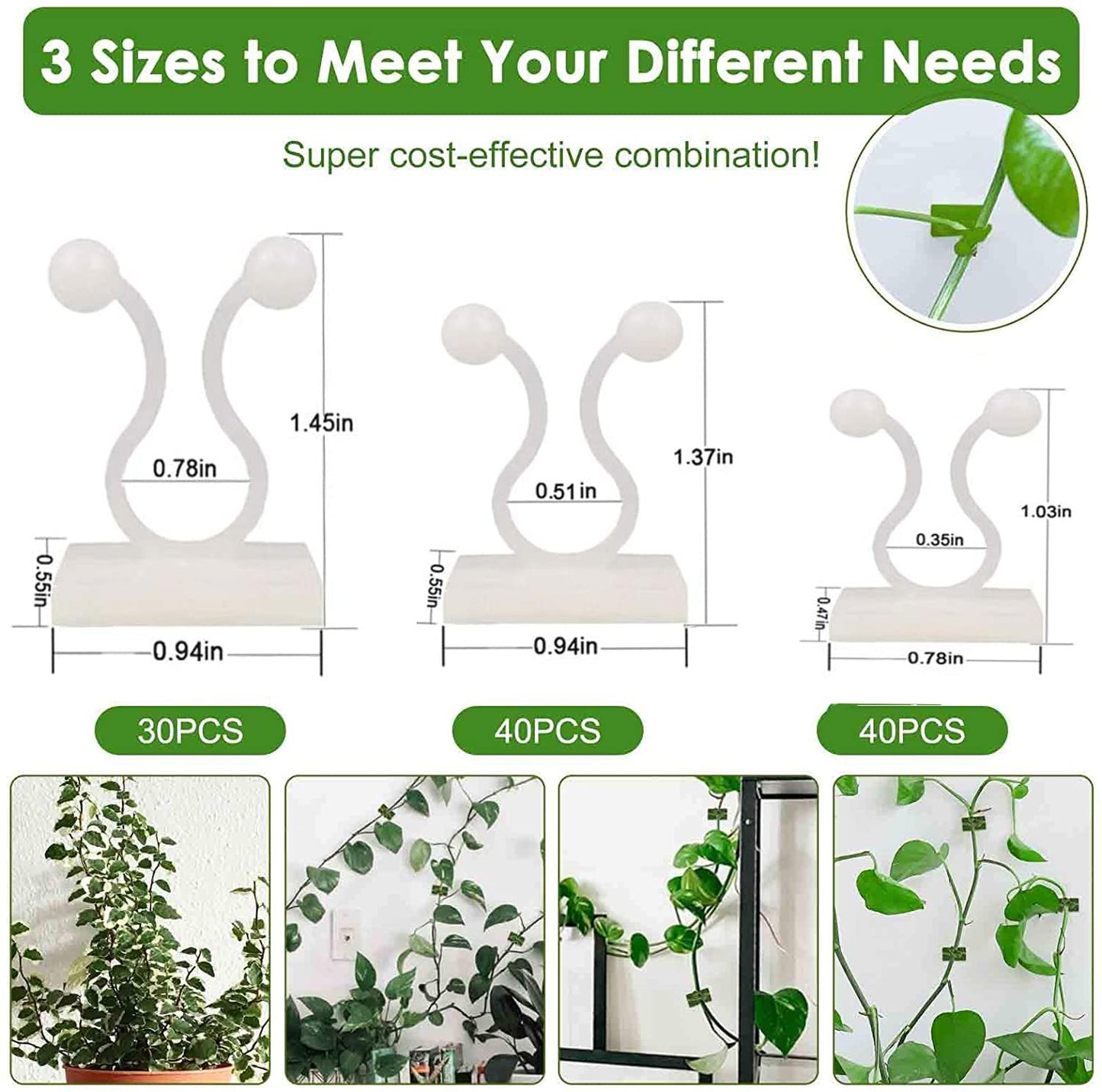 Lasyman Plant Clips-Plant Climbing Wall Fixture Clips 110PCS, Invisible Clips For Climbing Plants，Self-Adhesive plant wall clips For Plant Support, Sticky Plant Fixture Clips Plant Holder For Pothos