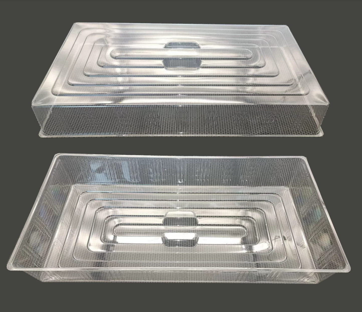 RooTrimmer 10 Pcs Humidity Dome, Plastic Clear Seed Starter Dome 1020 Tray Covers Humidifying and Insulating for Greenhouse Germination and Garden Growing (21.5"×11.5", 3.15" Height, 10-Pack)