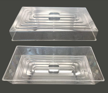 RooTrimmer 10 Pcs Humidity Dome, Plastic Clear Seed Starter Dome 1020 Tray Covers Humidifying and Insulating for Greenhouse Germination and Garden Growing (21.5"×11.5", 3.15" Height, 10-Pack)