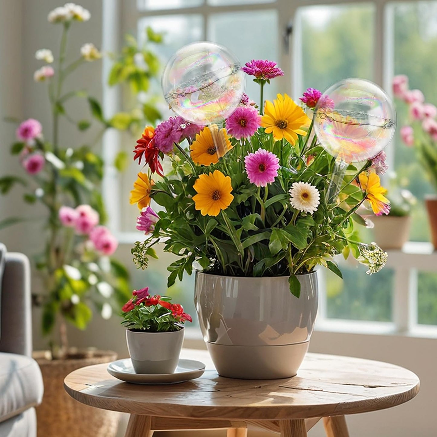 Hdagbnn 6 Pack Large Plant Watering Globes,Iridescent Rainbow Glass Self-Watering Bulbs,Watering Globe Planter Insert for Indoor & Outdoor Plants,DIY,Flowerpot,Hanging Plants,Home Garden