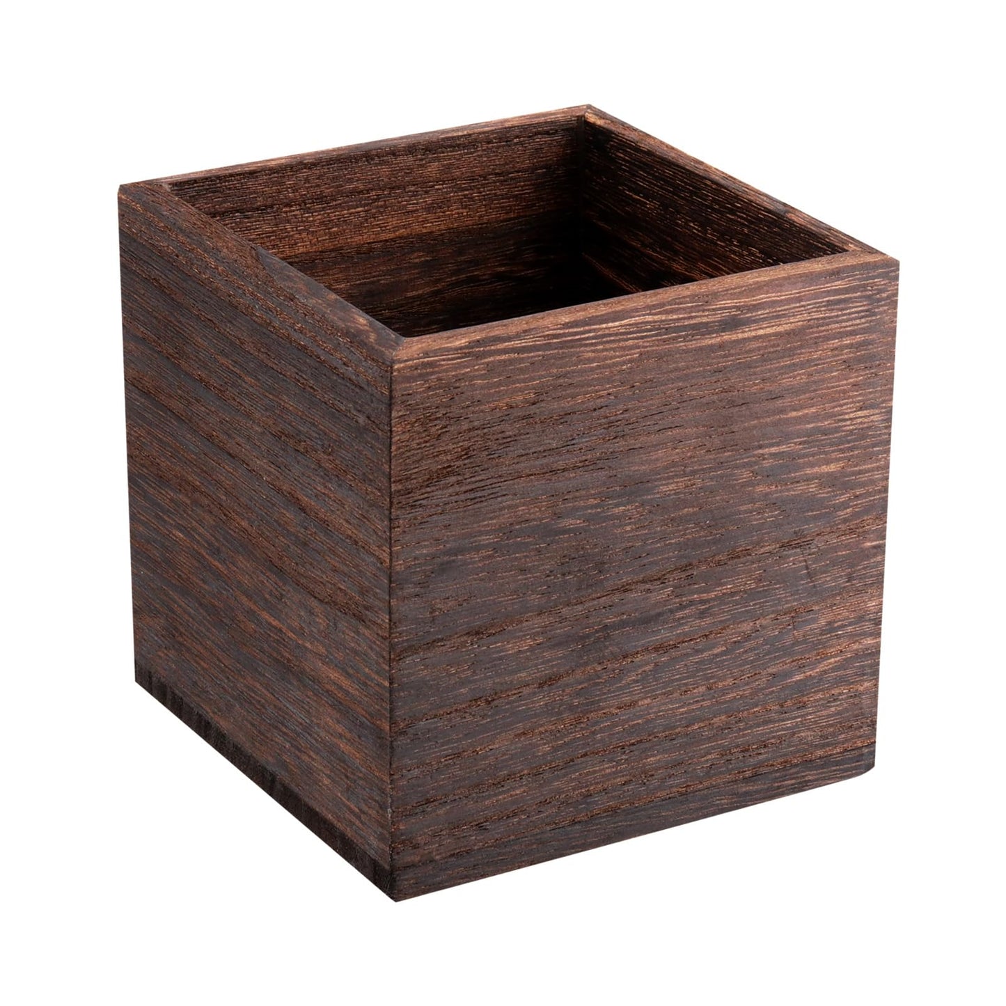 HAKZEON 4 Pack Wooden Planter Box, 4 Inch Square Wood Vase Flower Pots Rustic Cube Planter Box for Wedding Garden Windowsill Home Decor