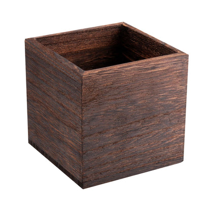 HAKZEON 4 Pack Wooden Planter Box, 4 Inch Square Wood Vase Flower Pots Rustic Cube Planter Box for Wedding Garden Windowsill Home Decor