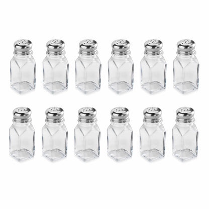 New Star Foodservice 22100 Glass Salt and Pepper Shaker with Stainless Steel Mushroom Top, Square, 2-Ounce, Set of 12