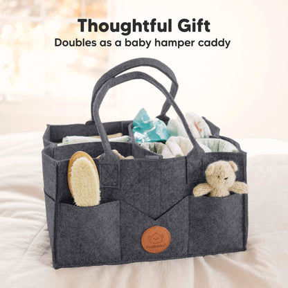 KeaBabies Baby Diaper Caddy Organizer with Handle - Portable Baby Organizers and Storage for Nursery, Changing Table, Large Travel Car Caddy, Girls, Boys Shower Gift Basket, New Mom Gifts(Mystic Gray)