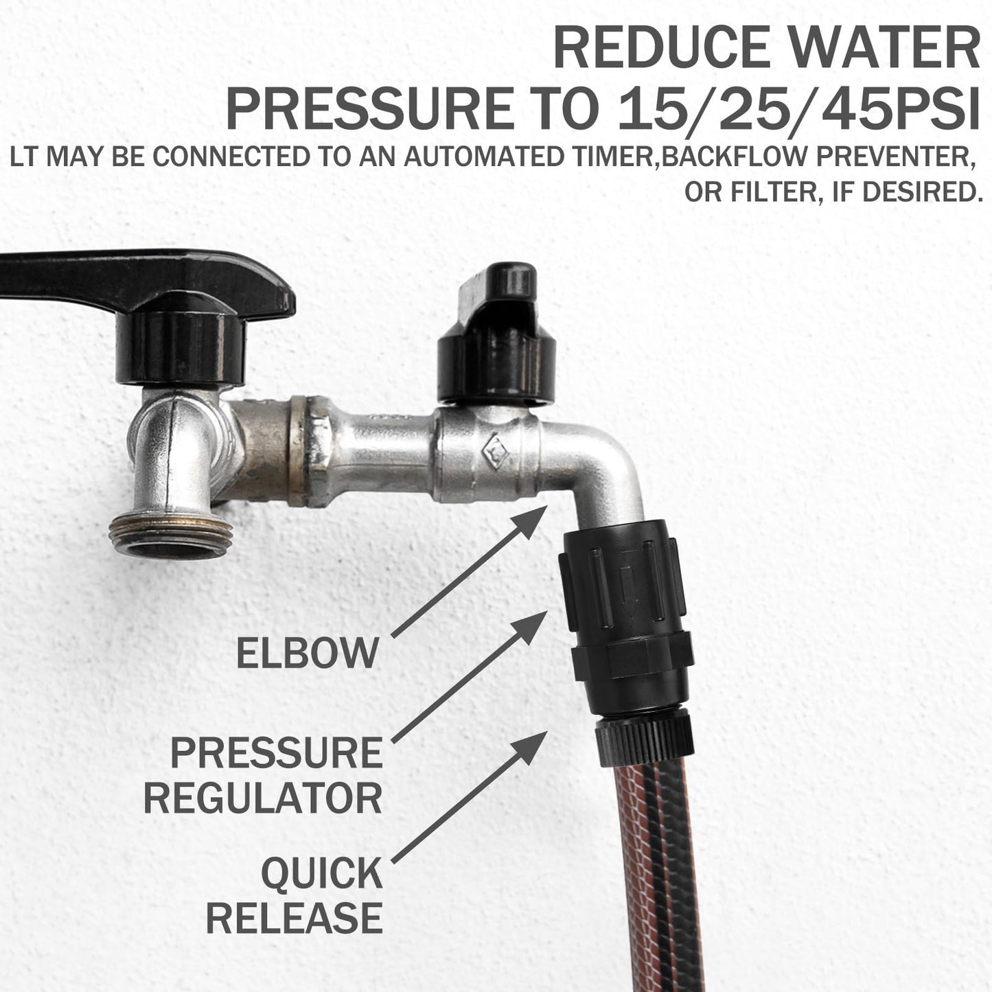 Tondiamo 3 Pcs 25 PSI Drip Irrigation Pressure Regulator, 3/4" Female Hose Thread x 3/4" Male Hose Thread Pressure Reducer Flow Valve for Garden Drip Irrigation Parts Emitters System