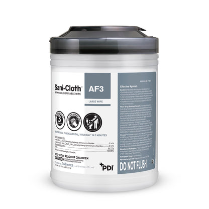 Sani-Cloth AF3, Surface Disinfecting Wipes, Fragrance Free, Alcohol-Free, Large Canister, 160 Wipes