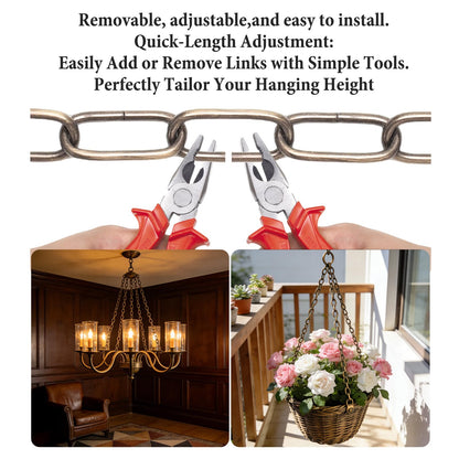 Chandelier Chain 6/10/15 Feet SANGLE SOPFFY Light Fixture Chain for Chandelier or Swag Light Fixtures,Lighting Chain Extension with Link Locks, Plant Hanging Chain(Bronze, 6 Feet)