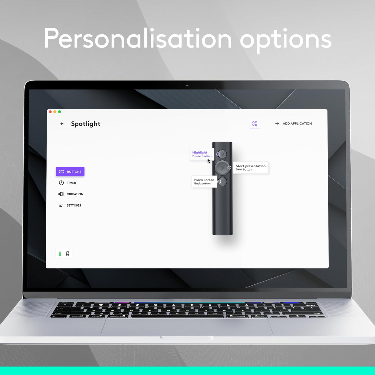 Logitech Spotlight Presentation Remote - Universal Wireless Presentation Clicker with Laser Pointer, Advanced Digital Highlighting, Bluetooth, 30 m Range and Quick Charging - Black