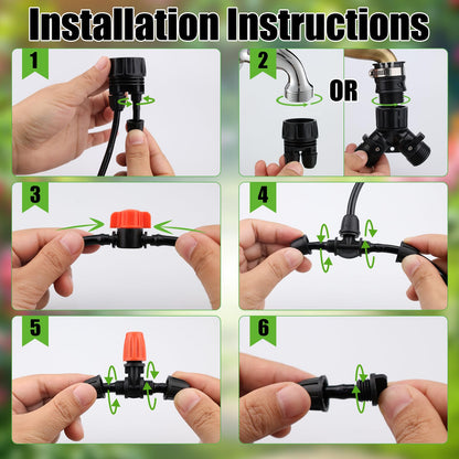 100FT Drip Irrigation System Kit, Automatic Watering System with 30 Adjustable Nozzles & 30M 1/4" Tubing – DIY Solution for Gardens, Greenhouses, Patios & Lawn – Effortless Plant Care + Water-Saving