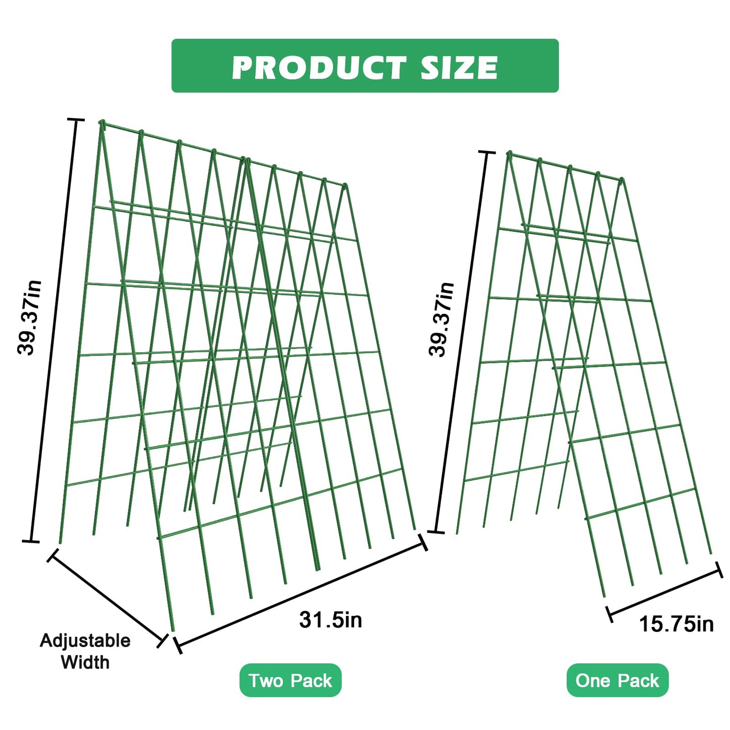 DoCred Cucumber Trellis, 2 Pack Foldable A Frame Trellis for Raised Bed Climbing Plants, Vegetables, Includes Plant Support Clips, Twist Ties, Plastic Ties- Made from PVC-Coated Steel