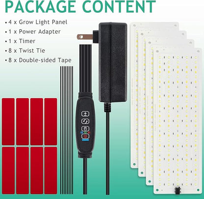 LBW Plant Grow Light, 540 LEDs Full Spectrum Plant Lights for Indoor Growing, Under Cabinet Grow Lamp with 4/8/12H Timer, 3 Lighting Modes, 10 Dimmable Levels, 4 Pack