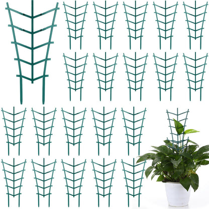 Sunnychicc 50 Pack Plant Trellis for Pots Garden Trellis for Potted Plants Flower Pots Support Stackable Plastic Mini Trellis for Climbing Plants Peas(Straight Line)