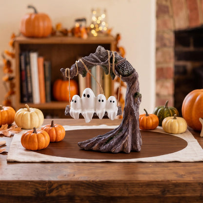Leinuosen Swinging Ghost on Tree Halloween Table Decor Spooky Resin Statue Halloween Ghost Figurine Swinging Shadows Centerpiece Tiered Tray Decor for Home Desktop Bookshelf Indoor Outdoor Garden