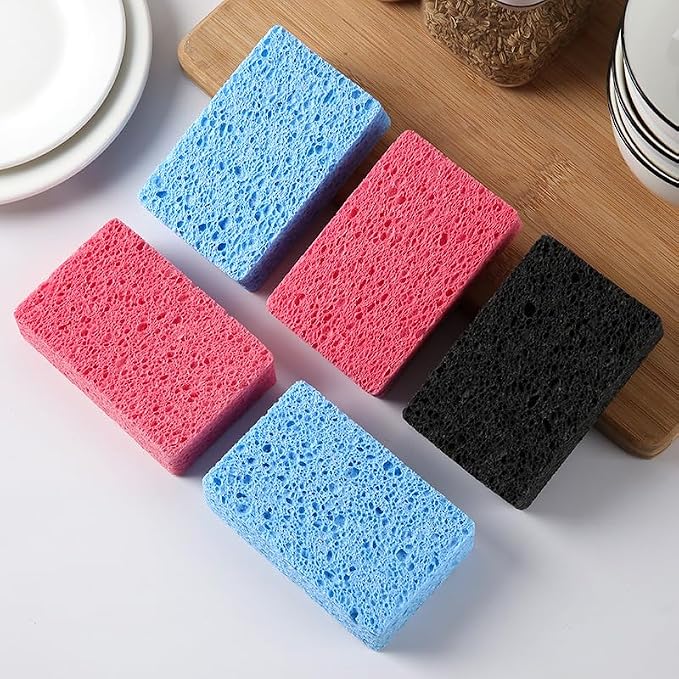 6 - Pack Non-Scratch Scrub Sponges - Sponges for Dishes and Washing Dishes, Cleaning Sponges for Kitchen Home Office, Magical 3D DIY Art and Craft Suppliers（Pink）